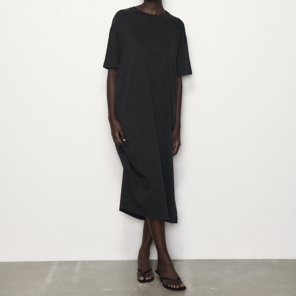 ZARA Cotton Dress in Charcoal - NWT